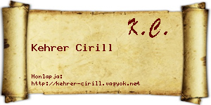 Kehrer Cirill névjegykártya